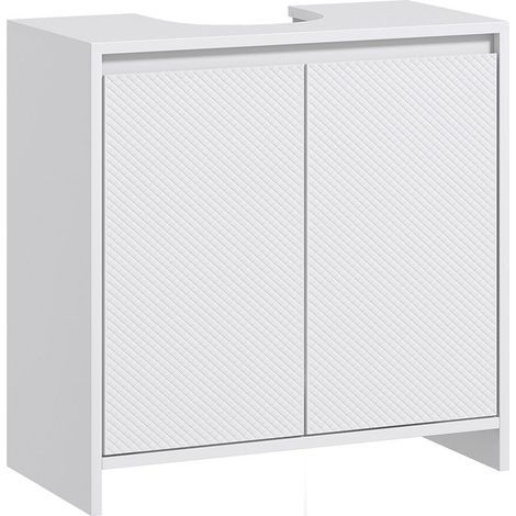 Meuble sous-évier moderne avec étagère, système anti-basculement, charge maximale 40 kg, 60 x 30 x 60 cm, blanc (1/5)