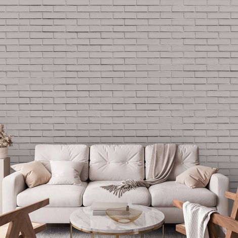 Papier peint photo - Brique enneigée - un motif imitant un mur de briques blanches (1/5)