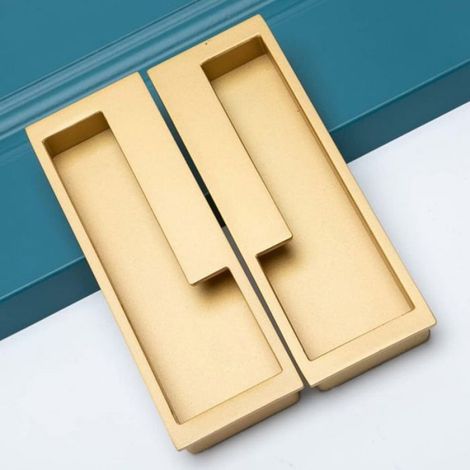 Poignée De Porte Coulissante Encastrée - Alliage De Zinc - Vis Cachées - Design Moderne - 2 Pièces (1/4)