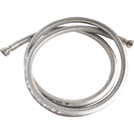 Flexible inox 2 mètres pour gaz naturel - Raccords écrou tournant 15/21 - Durée de vie illimitée - Idéal pour alimenter vos appareils au gaz naturel (1/5)