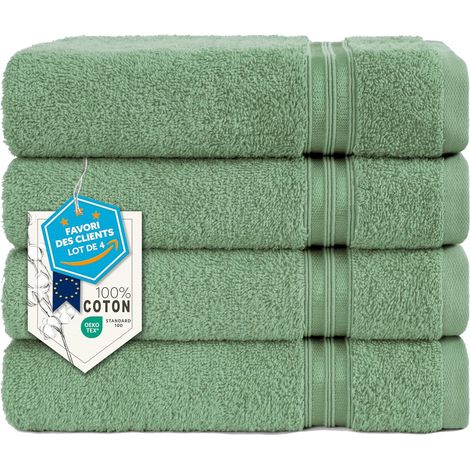 Serviettes de Toilette Lot de 4 50x100 cm, 100% Coton Éponge (1/5)