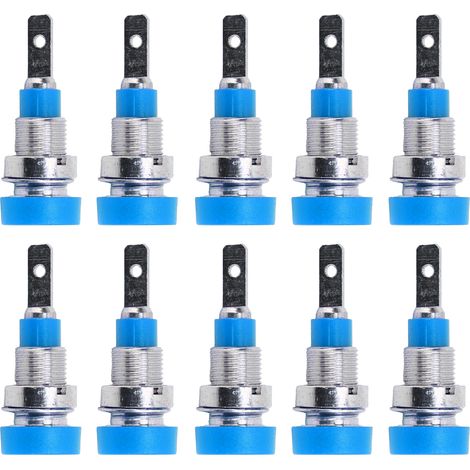 Prise banane 2mm en cuivre massif J.40004, douille de panneau 8mm, lot de 10, couleur bleue, connecteur haute qualité. (1/5)