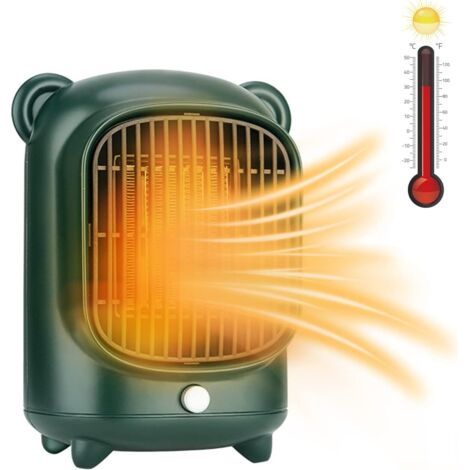 Chauffage soufflant en céramique , 500 W, chauffage électrique avec protection contre la surchauffe, ventilateur pour le bureau, le salon, la chambre à coucher (vert) (1/5)