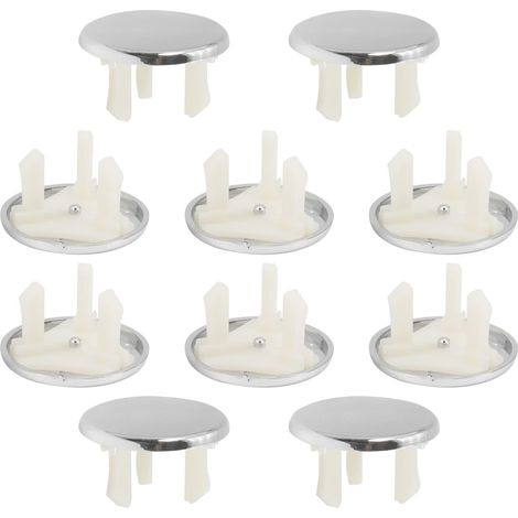 Bouchons trop-plein - Lot de 10 - Plastique argenté - Clip sans outil - Cuisine salle de bain - 22mm (1/5)