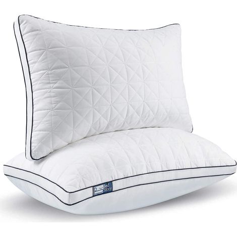 BedStory Set di 2 Cuscini 42x70 cm, Cuscini Letto Matrimoniale Memory, Morbido Cuscino Trapuntato per Dormire in Microfibra, Cuscini Letto Media Durezza Lavabile, Antiacaro e Anallergico (1/4)