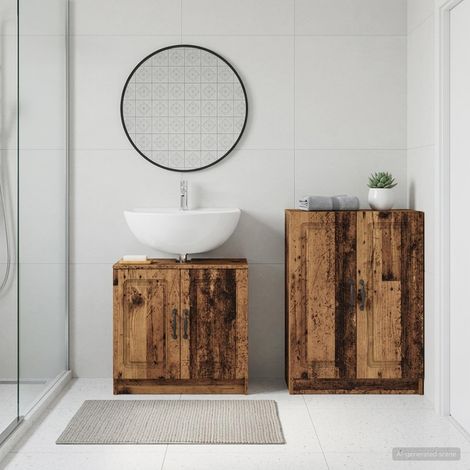 vidaXL 2 Piece Bathroom Cabinet Set UTRECHT Old Wood Engineered Wood (1/5)