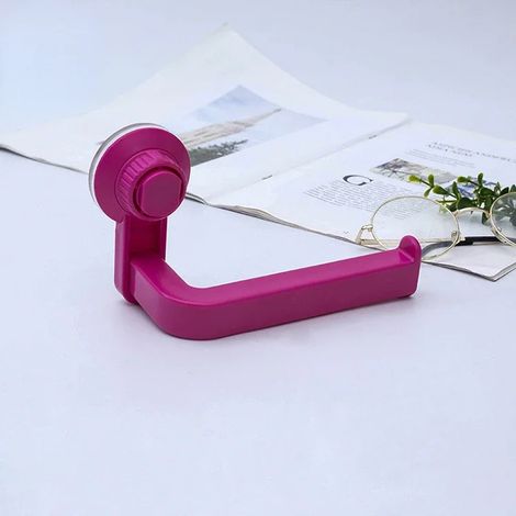 Distributeur de papier toilette mural à ventouse (rouge rose), sans perçage, en ABS, accessoires de salle de bain et de cuisine (1/5)