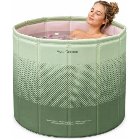 Baignoire de glace portable pliable pour adultes, 80 x 65 cm, avec couche d'isolation épaisse (vert)