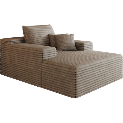 Sofá chaise longue de pana 115 x 159 cm color camel, sin montaje, espuma de alta elasticidad (1/5)