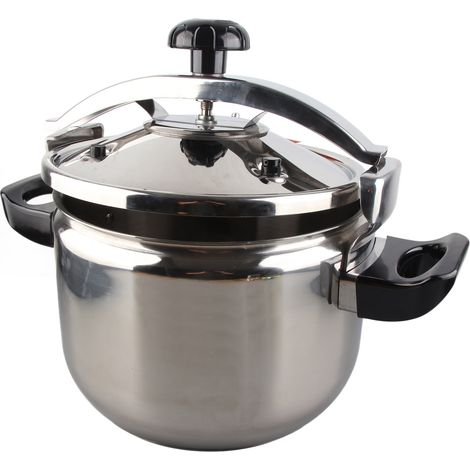 Autocuiseur domestique en acier inoxydable, antidéflagrant, à double fond, compatible avec les plaques à gaz et à induction, finition brillante, 22 L, 34 cm. (1/5)