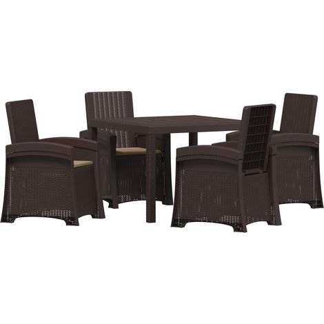 Conjunto de Comedor de Jardín 5 uds. Marrón y Topo PP vidaXL (1/5)