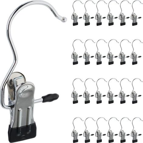 Tacos de sujeción para botas - Paquete de 25 - Revestimiento antideslizante - Clips para botas - Ganchos giratorios - Materiales: metal y PVC - Plata/Negro (1/5)