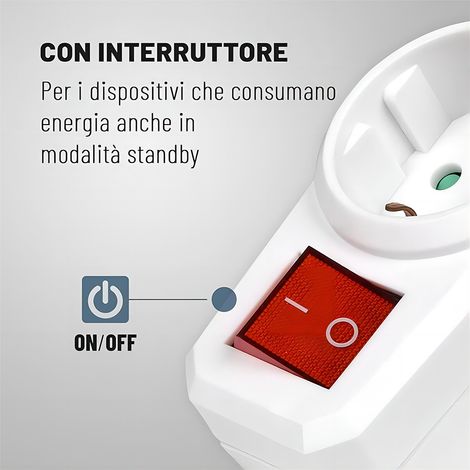Adaptateur Prise Schuko CILIA Blanc Compact Interrupteur Économiseur d'Énergie 2 Pôles 16A Design Salve-Espace Idéal Maison Bureau (1/5)