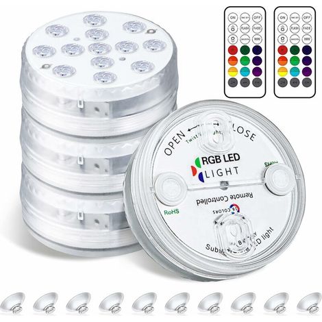 4 underwater LED lights, waterproof pool light with remote control