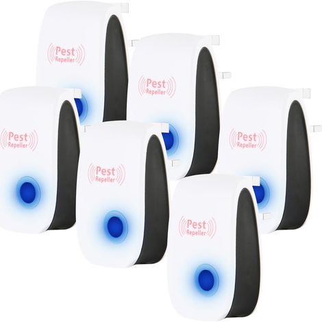 Lot de 6 répulsifs à ultrasons anti-insectes - Puissants répulsifs électriques - Sans danger pour les animaux et les humains - Repousse efficacement les insectes - Convient aux maisons, garages et ent (1/5)