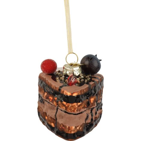 Pendente torta in vetro 6 x 5,8 x 6,8 cm marrone cioccolato Peraga Christmas