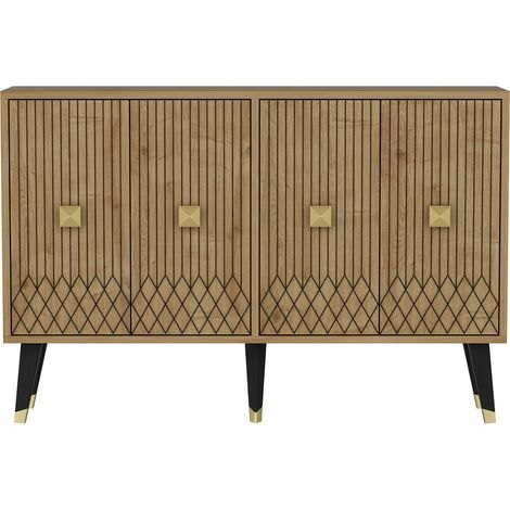 Buffet design Buron L120cm Chêne clair et Or (1/5)