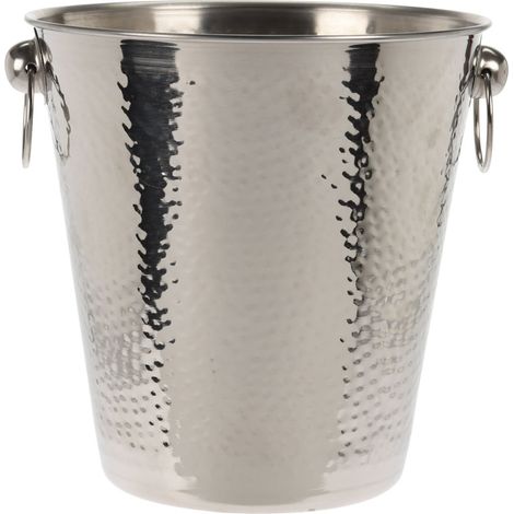 Nevera portátil para hielo y botellas, de acero inoxidable, color plata.