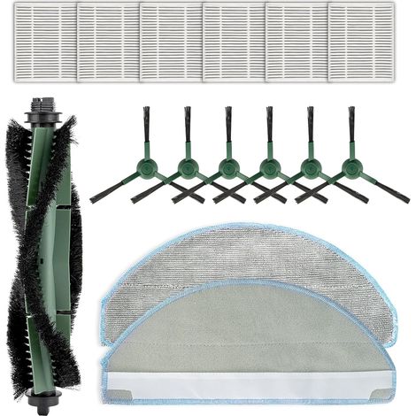 15 Pièces Accessoire Roomba, 1 Brosse Rouleau, 2 Tampons Serpillière, 6 Filtres, 6 Brosses Latérales, Pour Y0140 Q0120 (1/5)