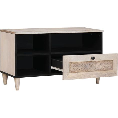 Maison Exclusive - Mobile TV con cassetto Bianco Sbiancato 80 x 33 x 46 cm
