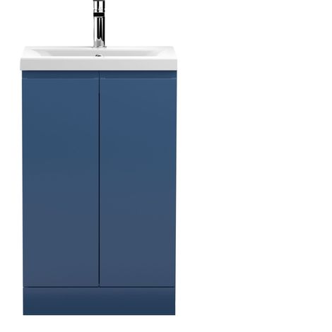 Mavesyn Contemporary 2 Door Floor Standing Vanity Unit with Mid-Edge Basin, Dark Blue, 500mm