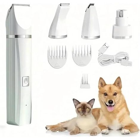 Cortadora Inalámbrica para Perros 4 en 1 – Silenciosa para pelo grueso, con 7 accesorios y lima de uñas diamantada (1/5)