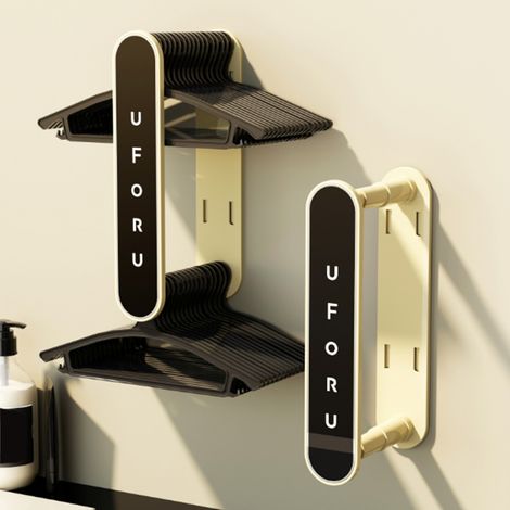 Porte-vêtements mural extensible et pliable aluminium et plastique noir crème pour lingerie salle de bains bureau hotel (1/5)