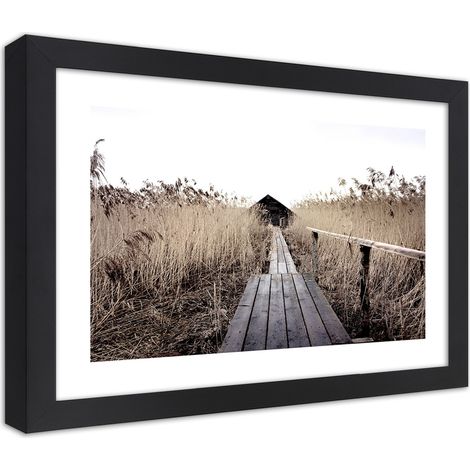Quadro con cornice, Vecchio ponte in un canneto alto - 100x70 (1/5)
