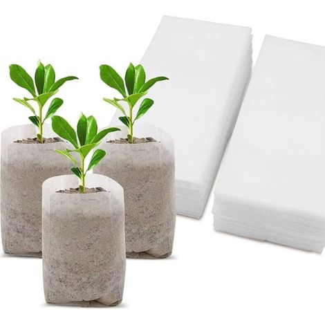 Lot de 200 Sacs Non Tissés pour Pépinière,Semis en Tissu Conteneur Pochette De Plantes,Sacs De Pépinière Non Tissés pour Semis,Sachets en Tissu Non Tissé pour Plantes (1/4)