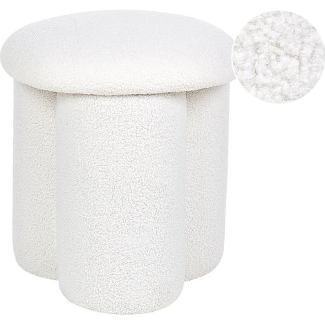 Poufs en Boucle Contreplaqué et Bois d'Hévéa Repose-Pieds Glamour Assise en Plus Blanc Cassé Carrington (1/5)