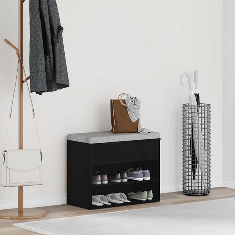 Schuhbank Schwarz Eichen-Optik 60 x 30 x 45 cm Holzwerkstoff