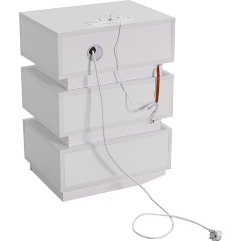 Comodino moderno Haloyo® a 3 cassetti con luci a LED, comodino, per soggiorno, camera da letto, 45x35x61cm, bianco (1/5)