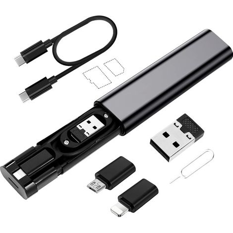 Kit adaptateur multi-USB vers C 6 en 1 - Convertisseur multi-portable avec câble de charge de 0,23 m - Pour 16, 15, 14, 13 Pro Max, Mini S25, S24, S23 Plus, A55 (1/5)