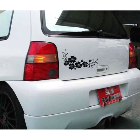 NOIR Sticker Voiture Fleur Autocollant Étanche Amovible Déco Véhicule Couverture de Rayures (1/4)