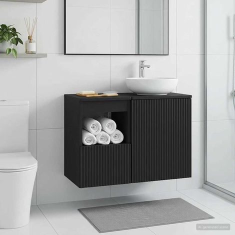 Mueble de Cuarto de Baño Negro 30 x 41 x 50 cm