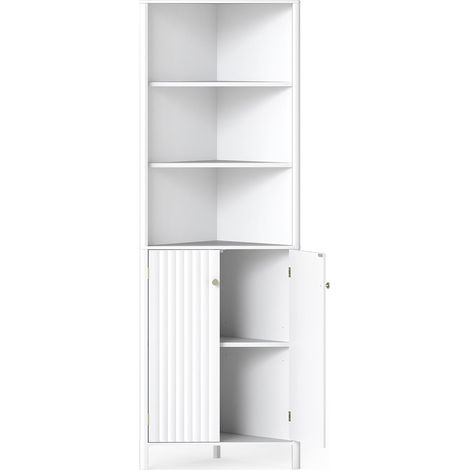 Mueble de cocina esquinero, 2 puertas y 5 estantes, blanco, 172 cm de alto