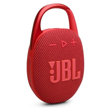 JBL Clip 5 - Ultra-Portable, Waterproof & Dustproof Bluetooth Speaker, Big JBL Pro Sound with Punchy bass, Integrated Carabiner, Up to 12 Hours of Play, Made in Part with Recycled Materials (Red) (1/5)