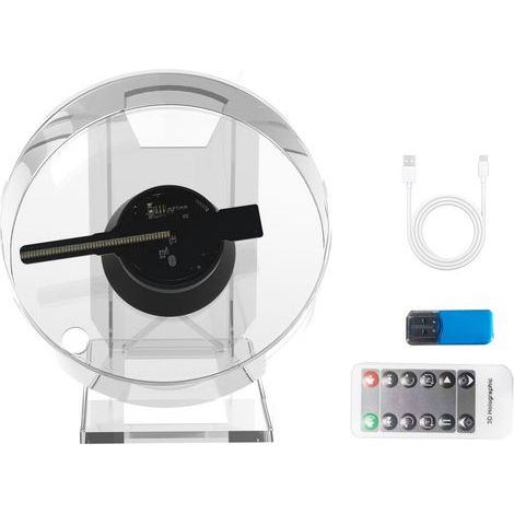 11cm 3D Holographic Desk Fan – Glasses-Free Stereo LED Screen with Built-in Speaker, Transparent (1/5)