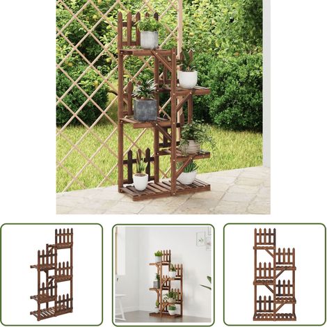 The Living Store Blumenständer 60x25x130 cm Massivholz Tanne - Holzpflanzenständer - Tannenzapfenstender - Blumenständer - Gartendekoration - Outdoormöbel (1/5)