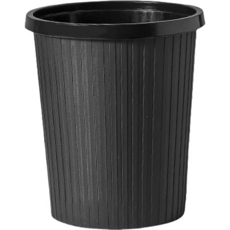 Runder Mülleimer mit Druckring-Design, aus Kunststoff, geeignet für Badezimmer, Schlafzimmer, Küche, Büro, Kinderzimmer, Studentenwohnheim (Schwarz, L)