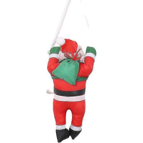 Père Noël grimpant sur une échelle de corde, jouet pour sapin de Noël, décoration à suspendre pour intérieur ou extérieur, décoration de porte ou de mur pour les fêtes de Noël, 25 cm, 1 pièce, rouge (1/5)