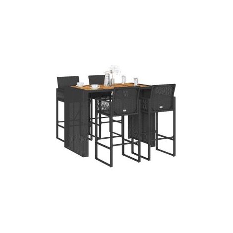 Ensemble de bar de jardin 5 pcs sans coussins noir poly rotin (1/5)