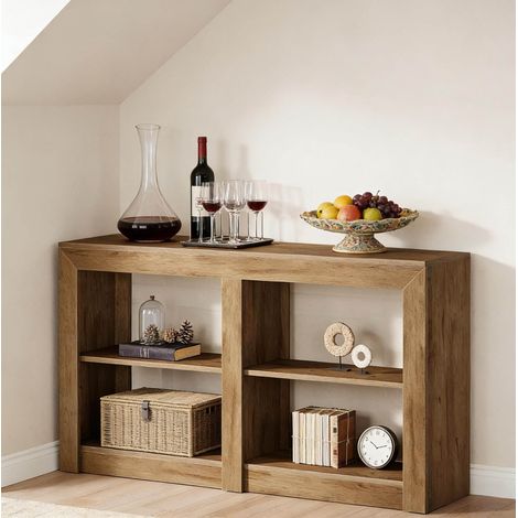 Consolle 150x35x85 cm in MDF marrone con ripiani salvaspazio per ingresso FloraGrace (1/5)