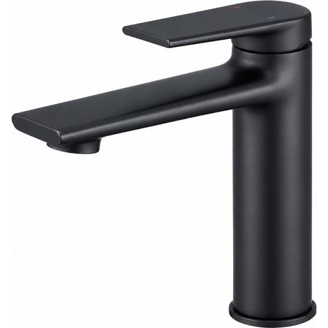 Mitigeur Lavabo Salle de Bain Laiton Noir Mat Modèle Bas Eau Chaude Froide 2 Flexibles 25 × 22 × 8 cm 1,2 kg – Livraison gratuite (1/5)