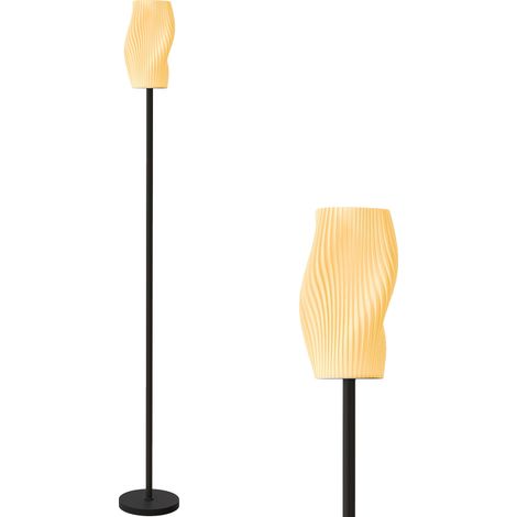 Floor Lamp for Living Room, 3D Printed Modern Standing Lamp with Flowing Curved Shade & Foot Switch, Minimalist Tall Pole Lampshade for Bedroom, Office, E27 Holder without Bulb (25W Max), White (1/5)