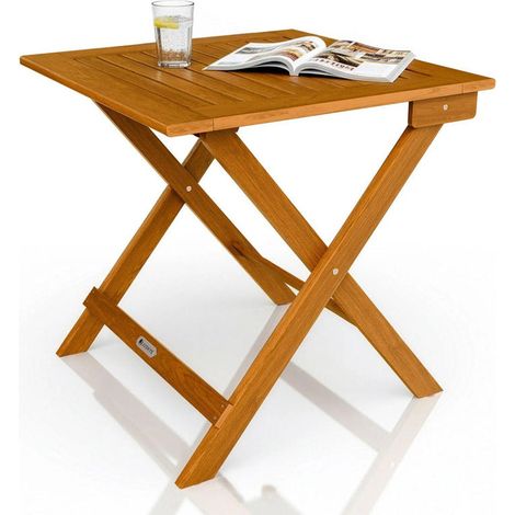 [GEBRAUCHT] B-Ware Beistelltisch Zadar klappbar Akazienholz wetterfest 46x46x46cm Gartenmöbel natur (1/2)