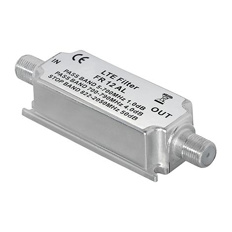 Filtro band-stop Lte con filtro dc-pass f-femmina e f-femmina
previene i transienti nella gamma dvb-t / dvb-t2 tramite lte.