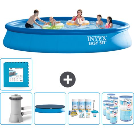 Intex runder aufblasbarer Easy Set-Schwimmpool – 457 x 84 cm – Blau – Inklusive Zubehör CB16 (1/5)