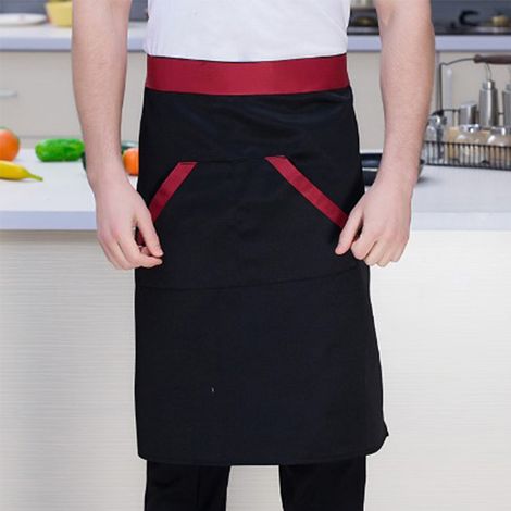 Kochschürze, Küchenuniform, kurze Arbeitskleidung für Herren, dicke Schürze, Hotel-/Restaurantküche, 2er-Set, schwarz. (1/5)