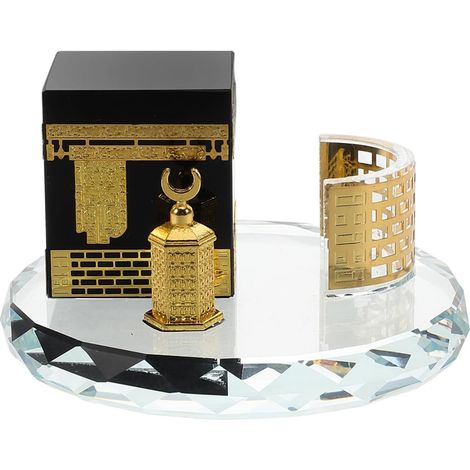 Pièce Maîtresse de Décoration Intérieure Islamique en Cristal Rond Kaaba Modèle Artisanal Effets de Lumière et Souvenir pour Bureaux et Tables de Chevet (1/5)